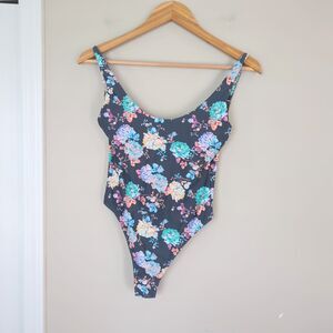 O'Neill Gray Floral Stella Mykonos One Piece Swimsuit Low Back Size XS NWOT
